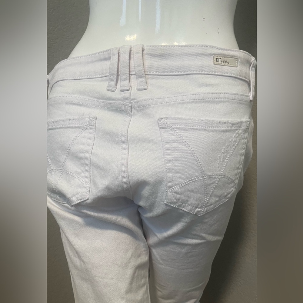 Kut from the Kloth Women’s White CATHERINE BOYFRIEND Distressed Jeans Size 6 - Picture 5 of 15